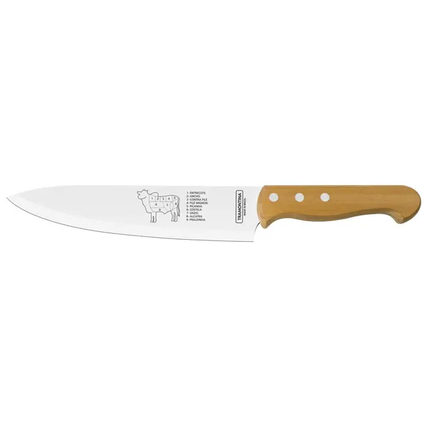 Faca Para Churrasco 8" Inox Cabo de Madeira - Tramontina