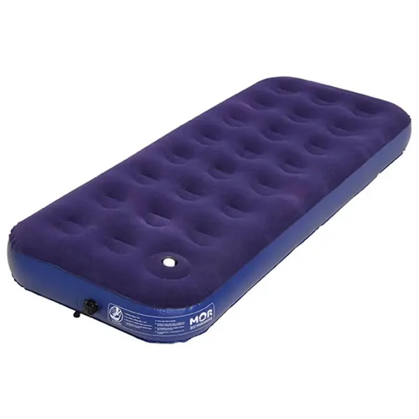Foto 2 de Kit Colchão Multiuso Inflável Solteiro Com Fole Preto Pvc Azul + Inflador Prático - Mor