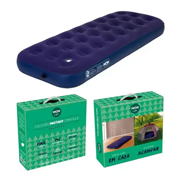 Foto 8 de Colchão Multiuso Inflável Solteiro Com Fole Preto Pvc Azul 409071 - Mor Distribuidora