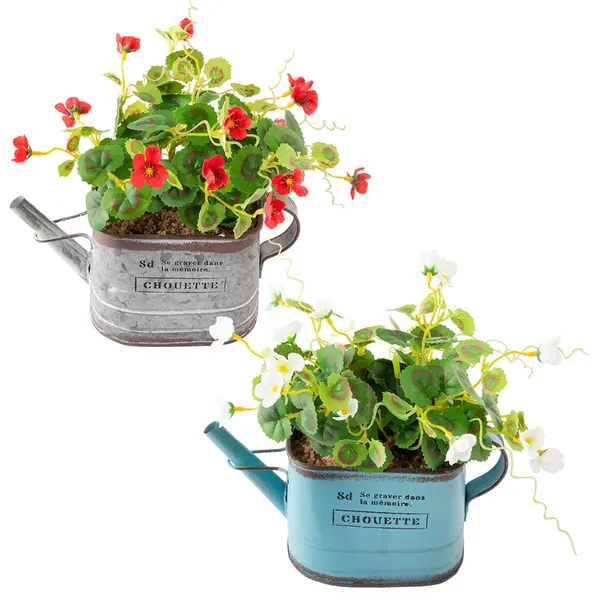 Vaso Jardineira Com Flor Artificial Harmonia Sortidos Plástico 10,5x8x19cm LM1760 - honeyhome