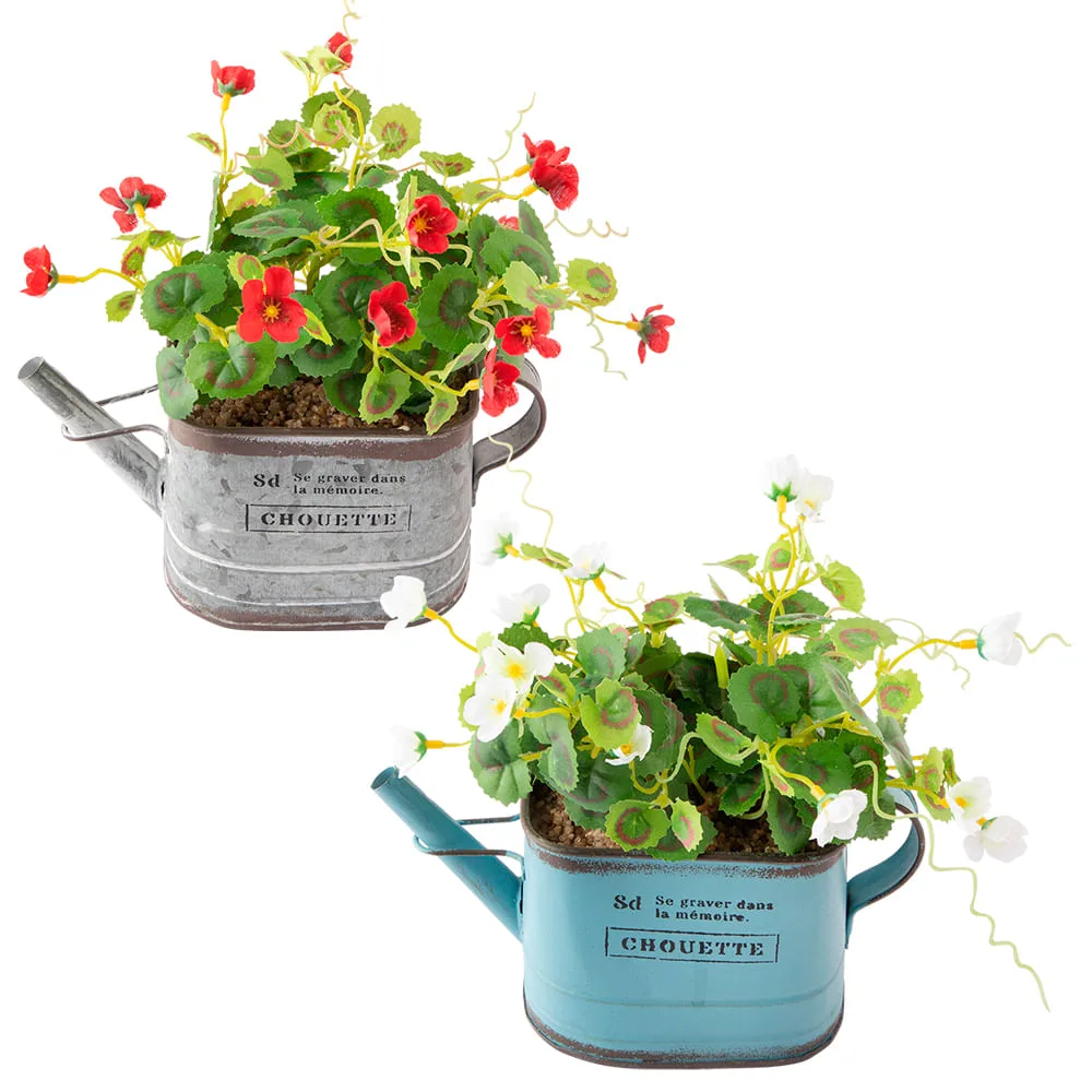 Vaso Jardineira Com Flor Artificial Harmonia Sortidos Plástico 10,5x8x19cm LM1760 - honeyhome
