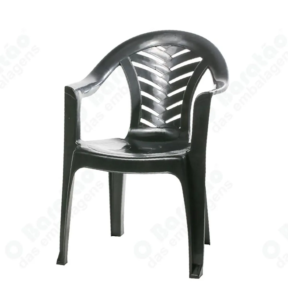Cadeira Tambau Com Braço Plástico Preta 3064 - Plastex