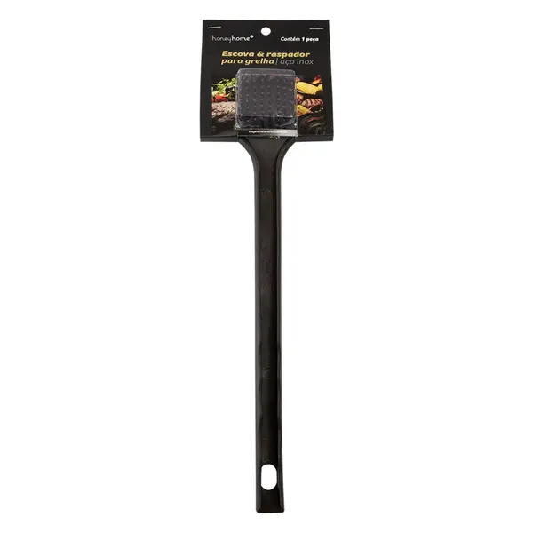 Foto 3 de Escova E Raspador Para Grelha Cabo Plástico E Inox 41x7x3cm LM2630BLK - honeyhome