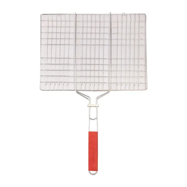Foto 2 de Grelha Dupla Para Churrasco Ferro Cabo Madeira 40x61x1,5cm LM2627 - honeyhome
