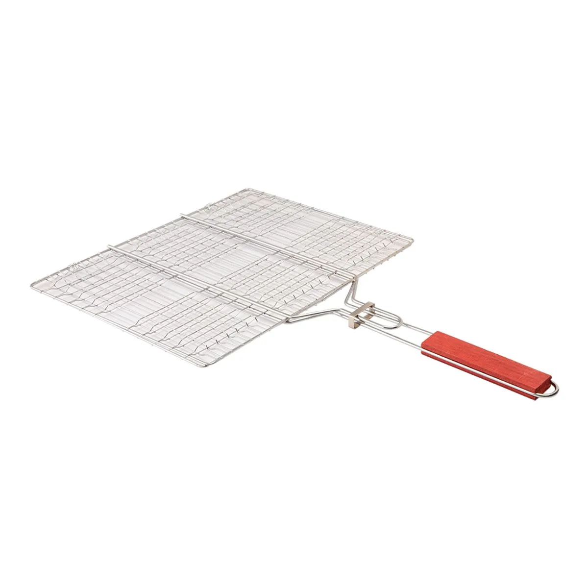 Grelha Dupla Para Churrasco Ferro Cabo Madeira 40x61x1,5cm LM2627 - honeyhome