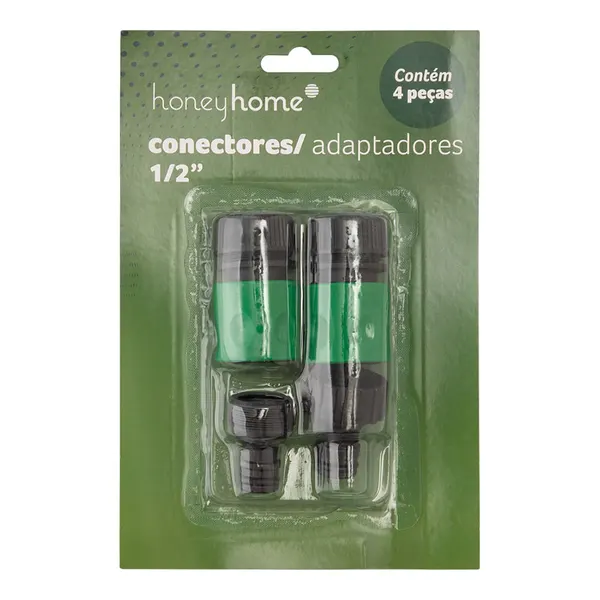 Foto 2 de Kit Conectores Adaptadores de Engate Rápido 1/2" Para Mangueira Jardinagem Plástico 4 Peças LM2737JAR - honeyhome