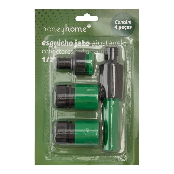 Foto 5 de Kit Esguicho/ Conectores E Adaptadores de Engate Rápido 1/2" Para Mangueira Jardinagem 4 Peças LM2738JAR - honeyhome