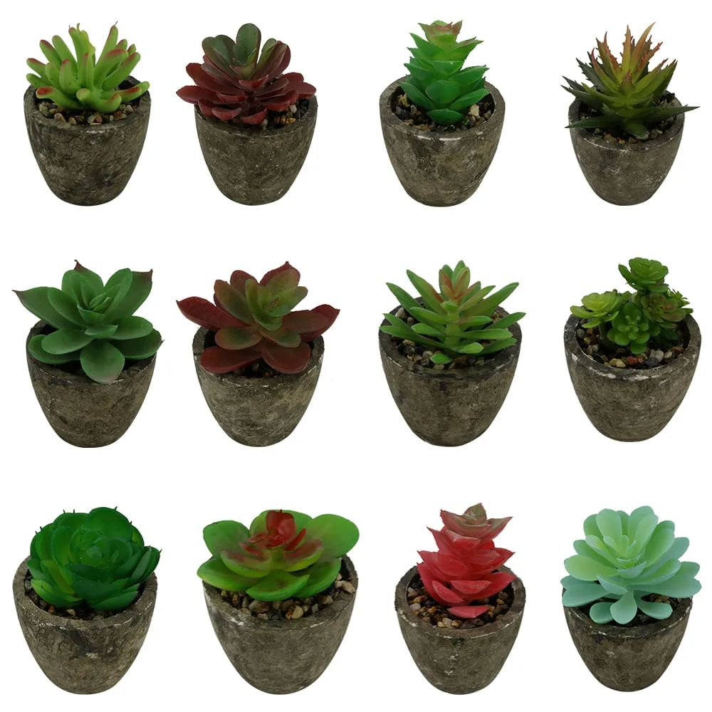 Mini Suculenta Artificial Sortida Vaso 6x6,3cm / Planta 3,5x8cm LM0698 - honeyhome