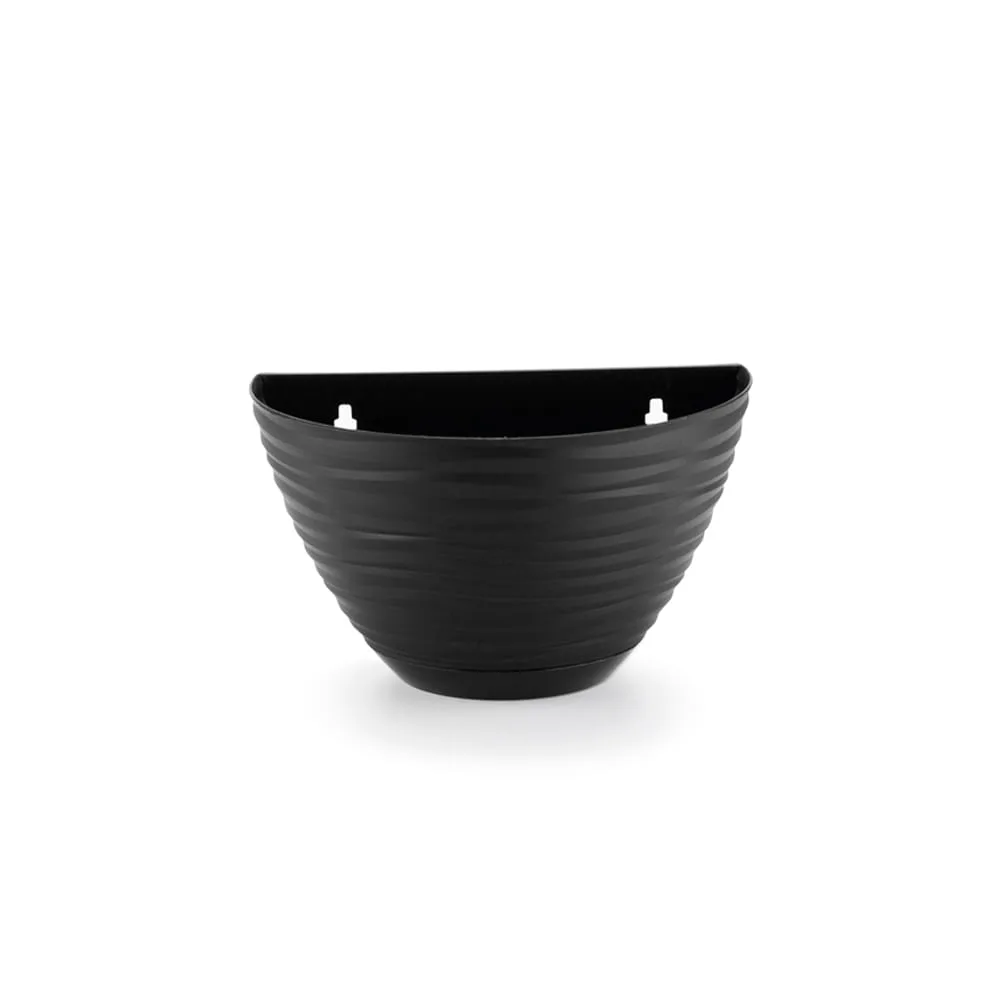 Floreira de Parede Dunas com Prato Plástico Preto 15x14cm 6202 - Dasplast