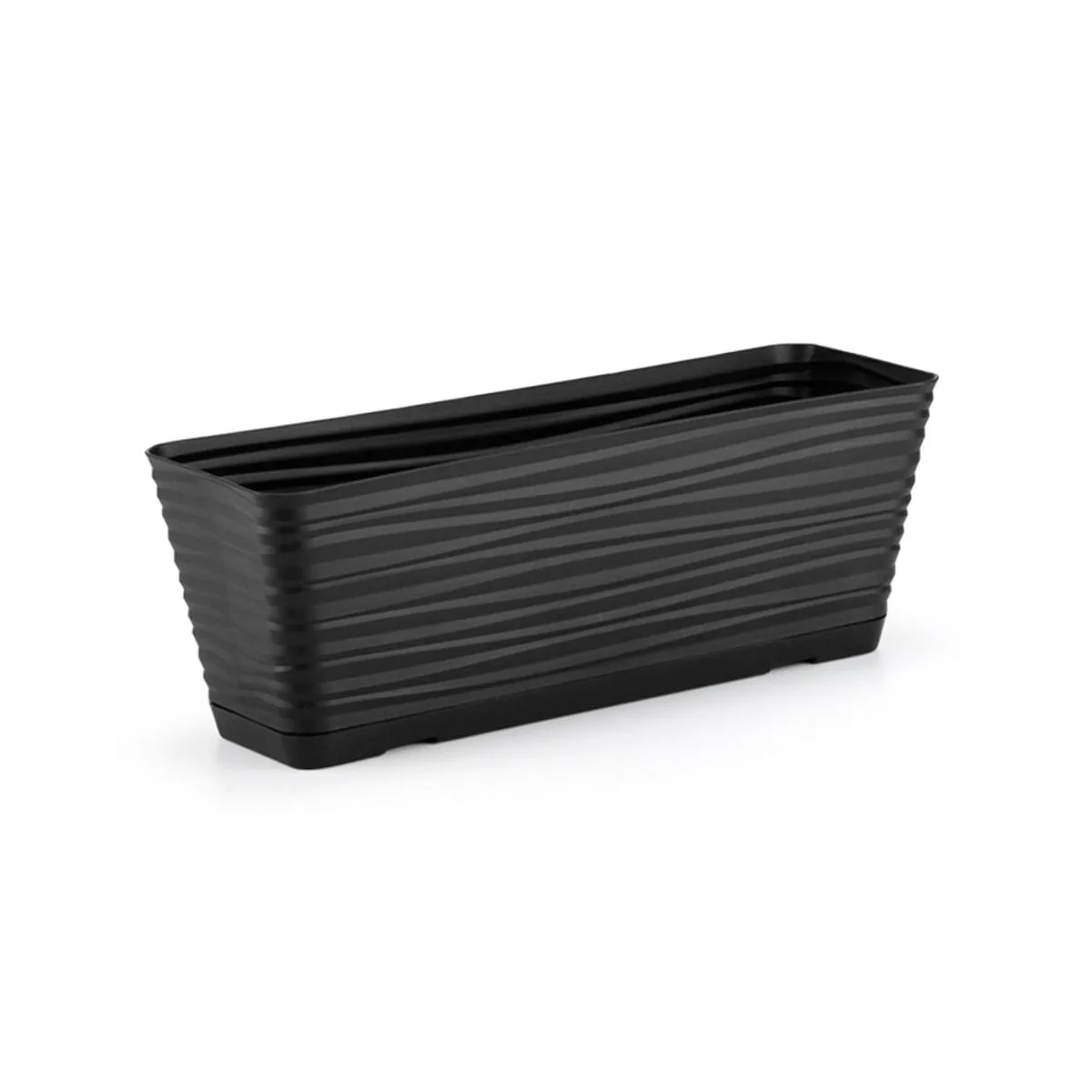 Jardineira Dunas Retangular com Prato Plástico Preto 18x40cm 8012 - Dasplast