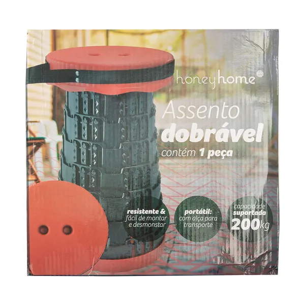 Foto 5 de Assento Dobrável Telescópico Com Alça Portátil Suporta Até 200kg Vermelho 25x44cm LM2302JAR - honeyhome
