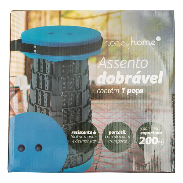 Foto 3 de Assento Dobrável Telescópico Com Alça Portátil Suporta Até 150kg Azul 25x44cm LM2301JAR - honeyhome