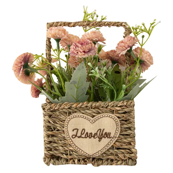 Foto 2 de Cesto com Alça e Flores Artificiais Harmonia Ferro, Poliéster Sortido 13x8x21,5cm LM3799 - honeyhome