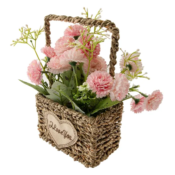 Foto 3 de Cesto com Alça e Flores Artificiais Harmonia Ferro, Poliéster Sortido 13x8x21,5cm LM3799 - honeyhome