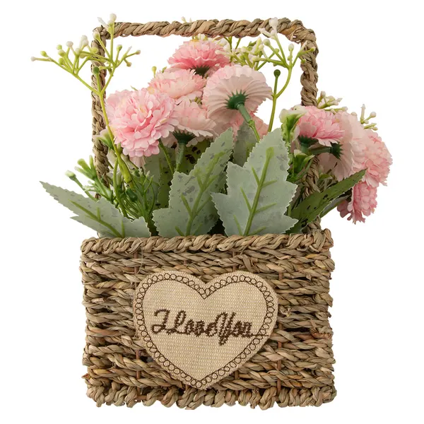 Foto 4 de Cesto com Alça e Flores Artificiais Harmonia Ferro, Poliéster Sortido 13x8x21,5cm LM3799 - honeyhome