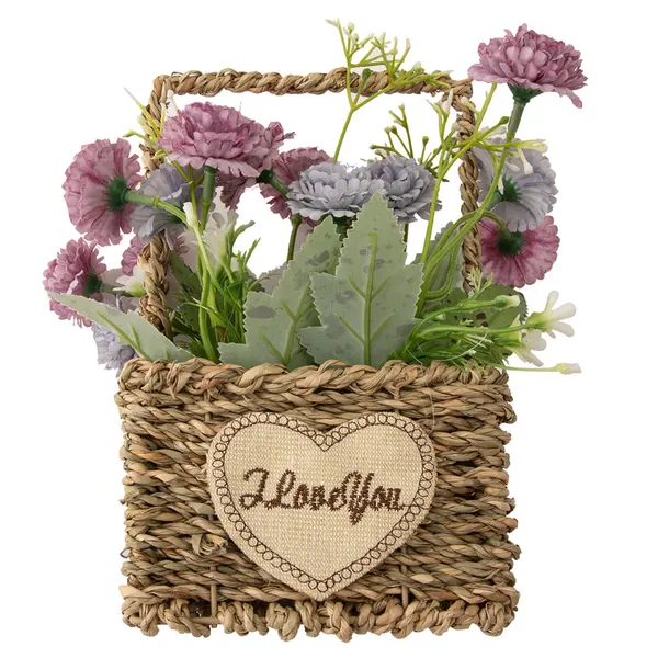 Foto 5 de Cesto com Alça e Flores Artificiais Harmonia Ferro, Poliéster Sortido 13x8x21,5cm LM3799 - honeyhome