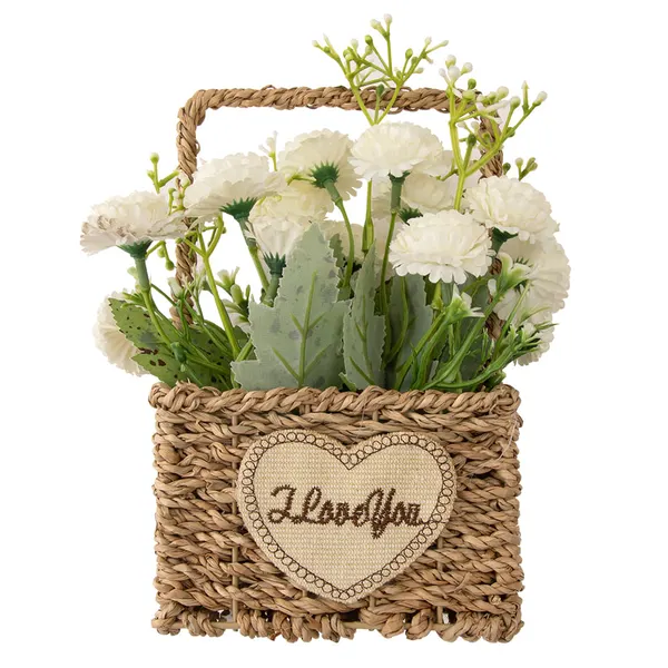 Foto 7 de Cesto com Alça e Flores Artificiais Harmonia Ferro, Poliéster Sortido 13x8x21,5cm LM3799 - honeyhome