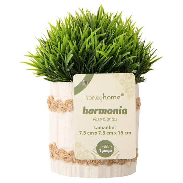 Foto 2 de Vaso com Plantas Artificiais Harmonia Cimento e Plástico Sortido 7,5x7,5x15cm LM3802 - honeyhome