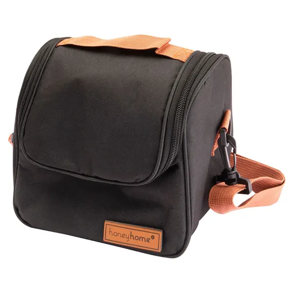 Foto 2 de Bolsa Térmica Alça 100% Algodão Oxford 300d E Filme Alumínio Preta 21x15,5x19cm LM4021 - honeyhome