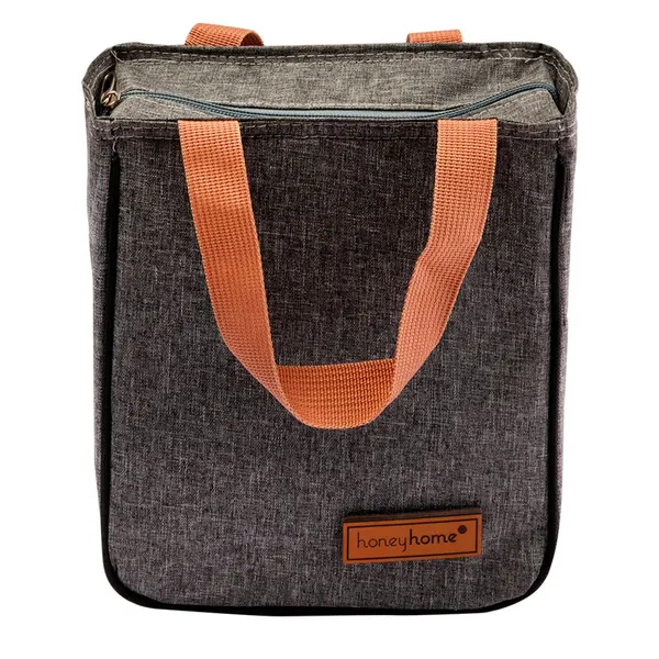 Foto 3 de Bolsa Térmica Com Alça 100% Algodão Oxford 300d E Filme Alumínio Cinza 19,5x13x23cm LM4022 - honeyhome