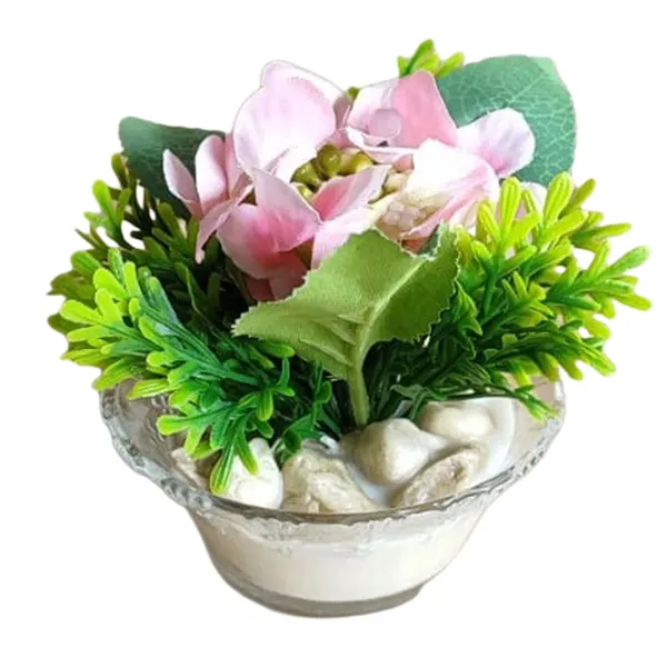 Foto 2 de Mini Vaso Bowl Vidro com Flor ou Planta Artificial Sortida DF224 - Dila Flores