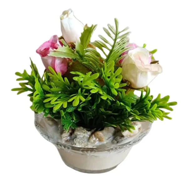 Foto 3 de Mini Vaso Bowl Vidro com Flor ou Planta Artificial Sortida DF224 - Dila Flores