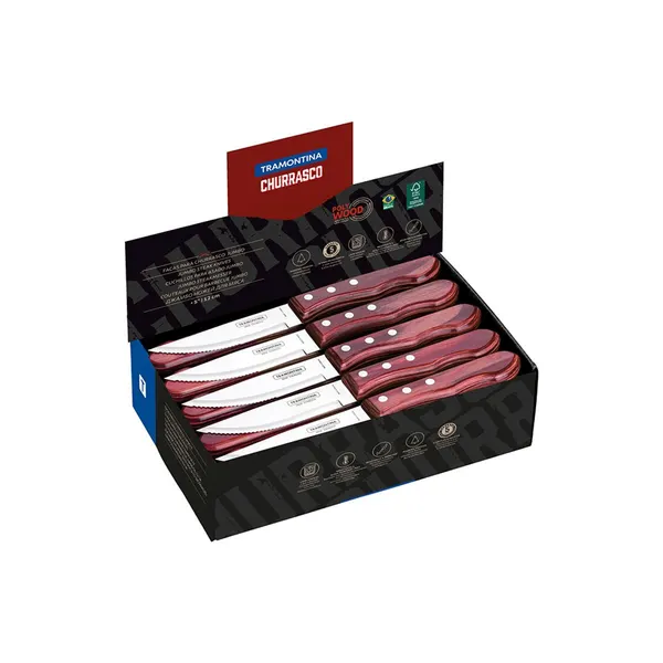 Foto 2 de Faca Para Churrasco Jumbo Tramontina Polywood Vermelho 5" 21199749
