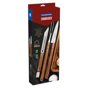 Kit Para Churrasco Tramontina Lâminas Em Aço Inox Com Pegador 3 Peças 26499036  Descrição Comercial: