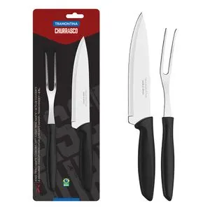 Foto 2 de Kit Para Churrasco Tramontina Plenus Lâminas em Aço Inox 2 Peças 23498410
