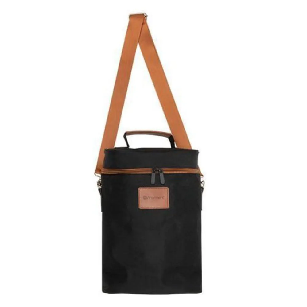 Bolsa Térmica Para Vinho Com 2 Divisórias Poliéster E Peva Preta 22x11x34cm 4045 - Moment