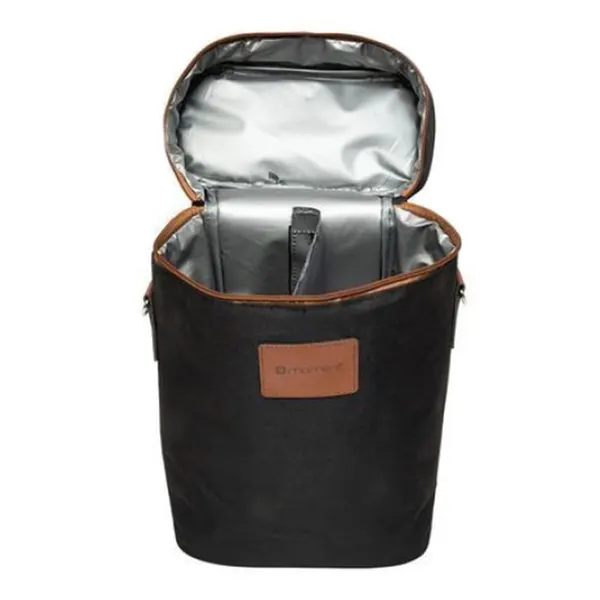 Foto 2 de Bolsa Térmica Para Vinho Com 2 Divisórias Poliéster E Peva Preta 22x11x34cm 4045 - Moment
